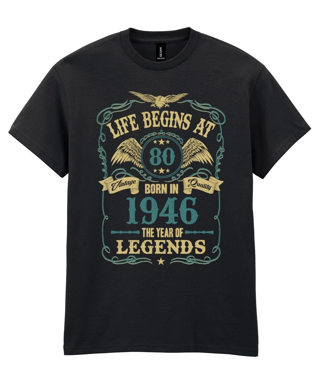 Life Begins at 80 Mens Funny Born In 1946 80th - Adult & Kids T-Shirts, Sweatshirts & Hoodies apparel design preview 1