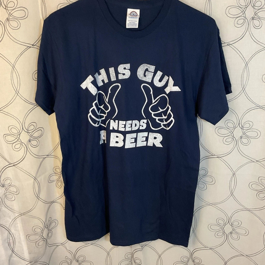 "This Guy Needs A Beer Navy Blue Short Sleeve Size - Adult & Kids T-Shirts, Sweatshirts & Hoodies apparel design preview 1