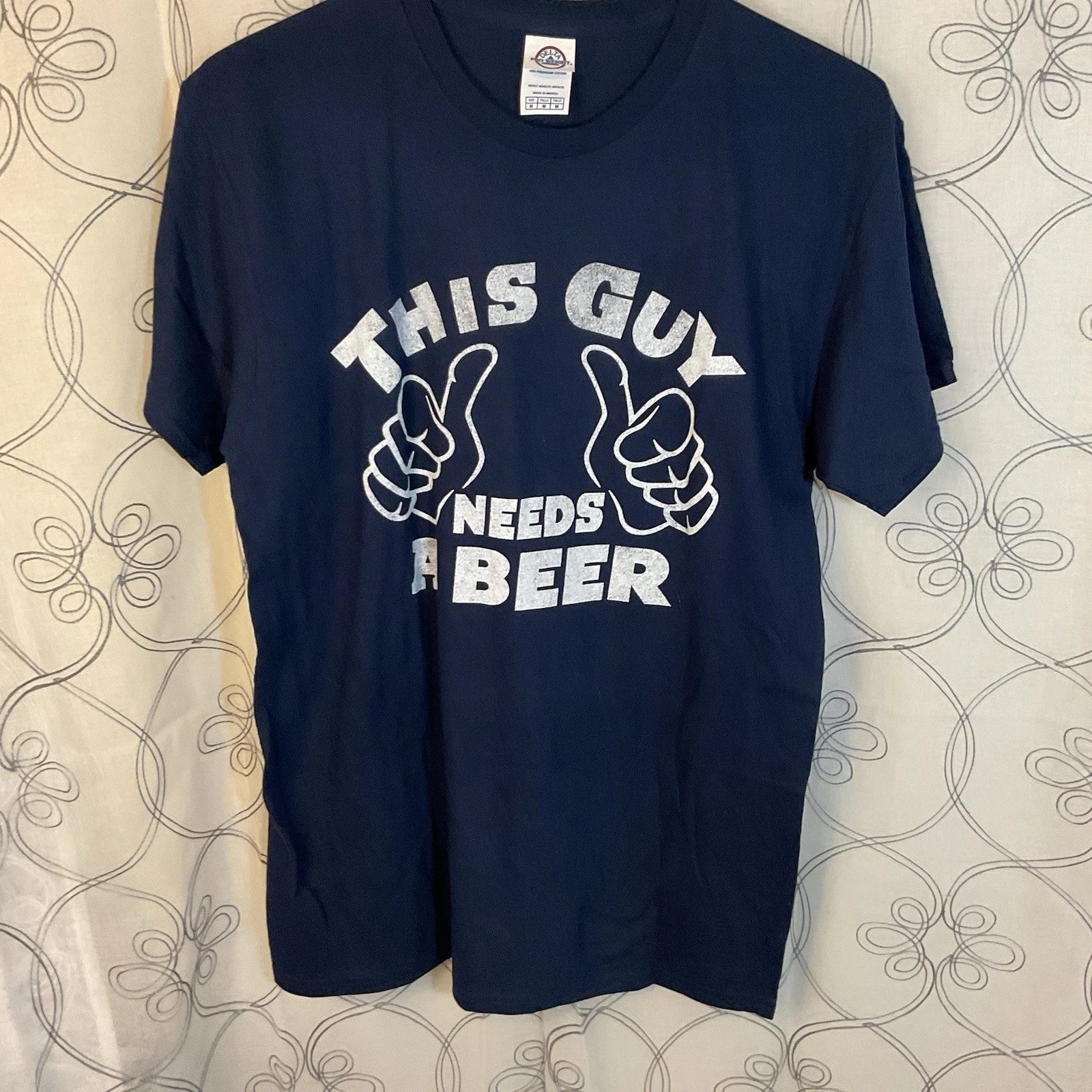 "This Guy Needs A Beer Navy Blue Short Sleeve Size - Adult & Kids T-Shirts, Sweatshirts & Hoodies apparel design preview 1