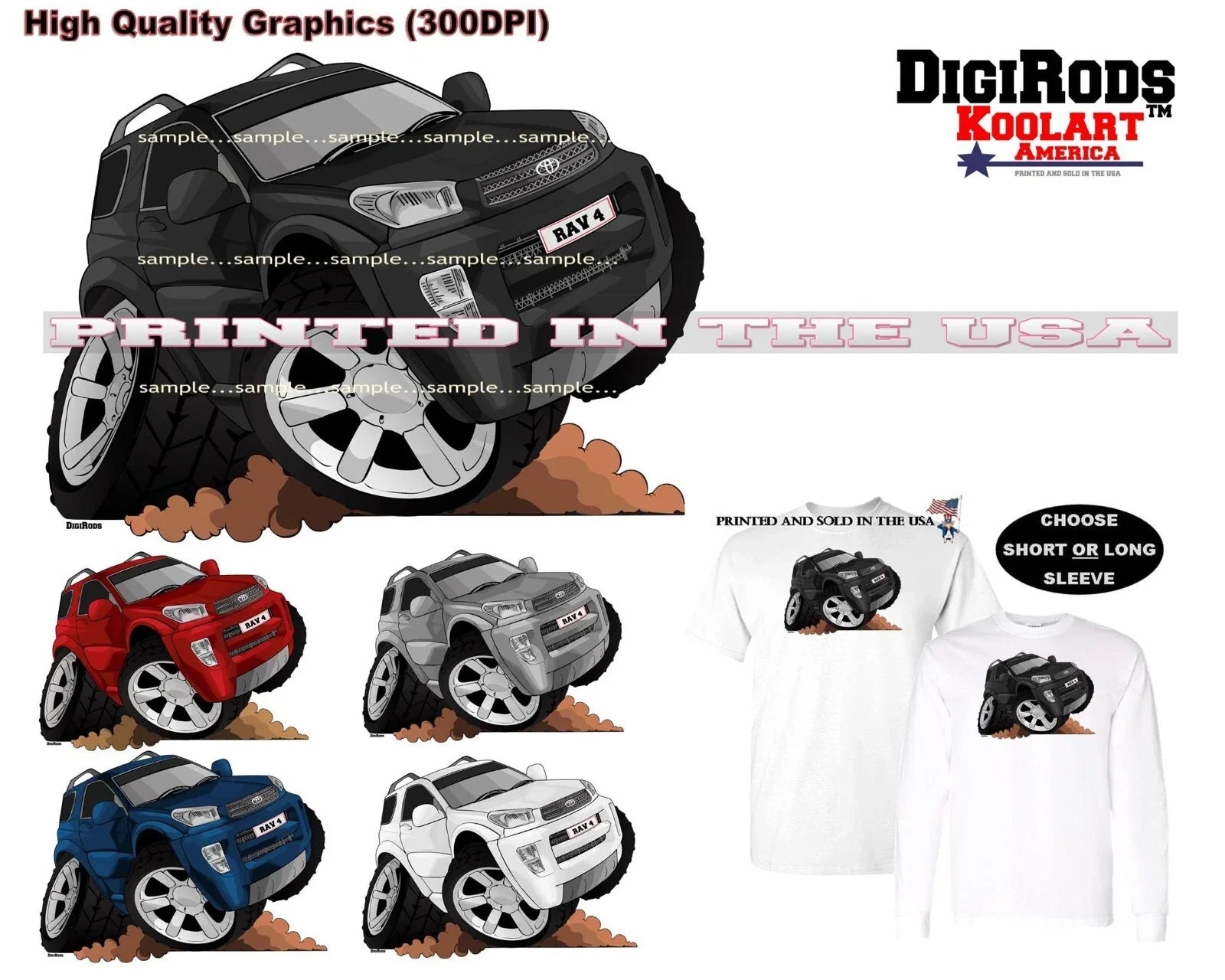 DigiRods Toyota RAV4 RAV 4 SUV 4x4 Model Koolart - Adult & Kids T-Shirts, Sweatshirts & Hoodies apparel design preview 1