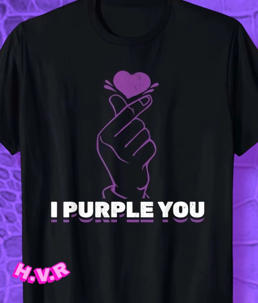 I Love You Purple K-pop Hand Gesture Street Style, - Adult & Kids T-Shirts, Sweatshirts & Hoodies apparel design preview 1