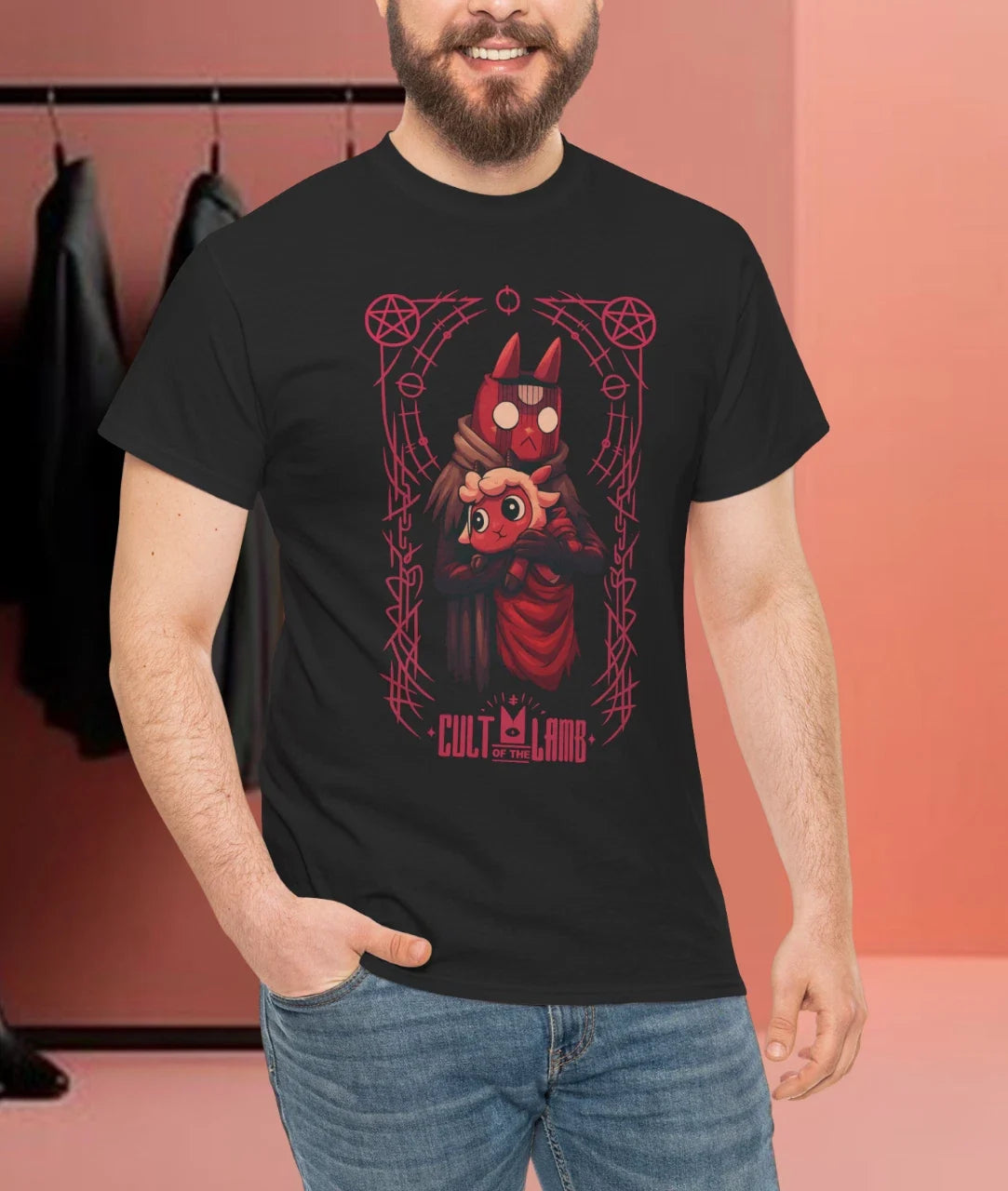 Pink cult of the lamb short sleeved - Adult & Kids T-Shirts, Sweatshirts & Hoodies apparel design preview 1