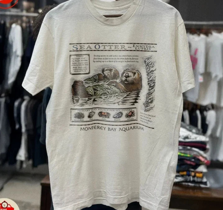 Vintage Sea Otters Monterey Bay Aquarium - Adult & Kids T-Shirts, Sweatshirts & Hoodies apparel design preview 1