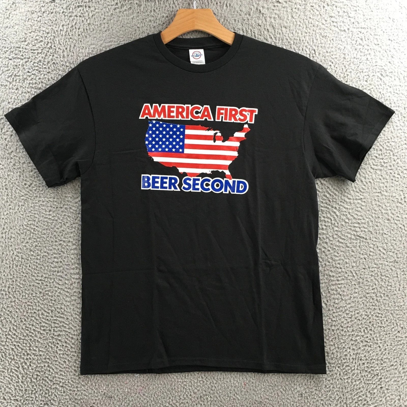Delta Pro Weight AMERICA FIRST BEER SECONDS Mens L - Adult & Kids T-Shirts, Sweatshirts & Hoodies apparel design preview 1