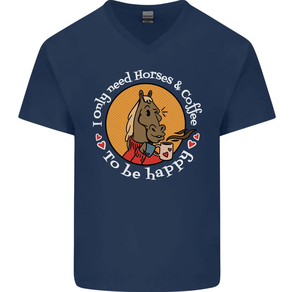 Equestrian I Only Need Horses and Coffee Mens V-Neck - Adult & Kids T-Shirts, Sweatshirts & Hoodies apparel design preview 1