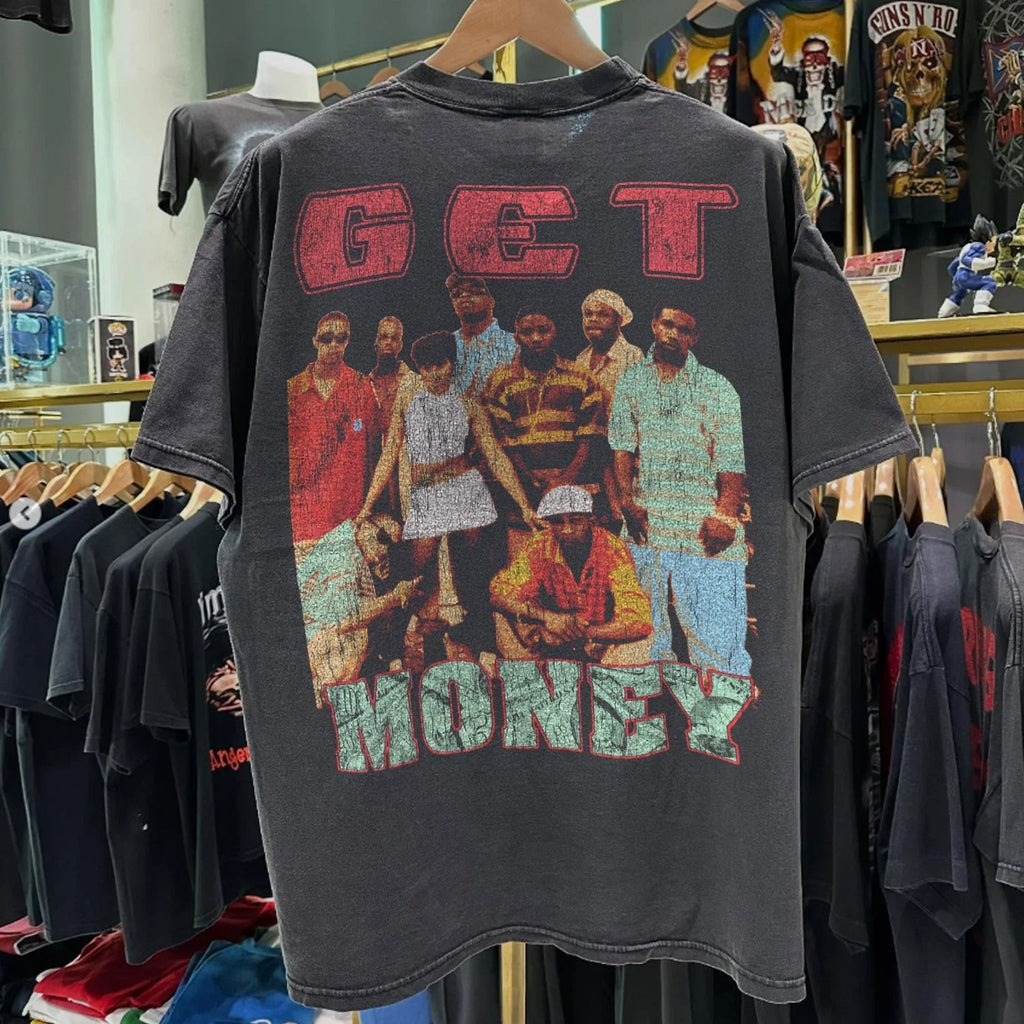90s Junior Mafia Get Money Aged Black XXL - Adult & Kids T-Shirts, Sweatshirts & Hoodies apparel design preview 1