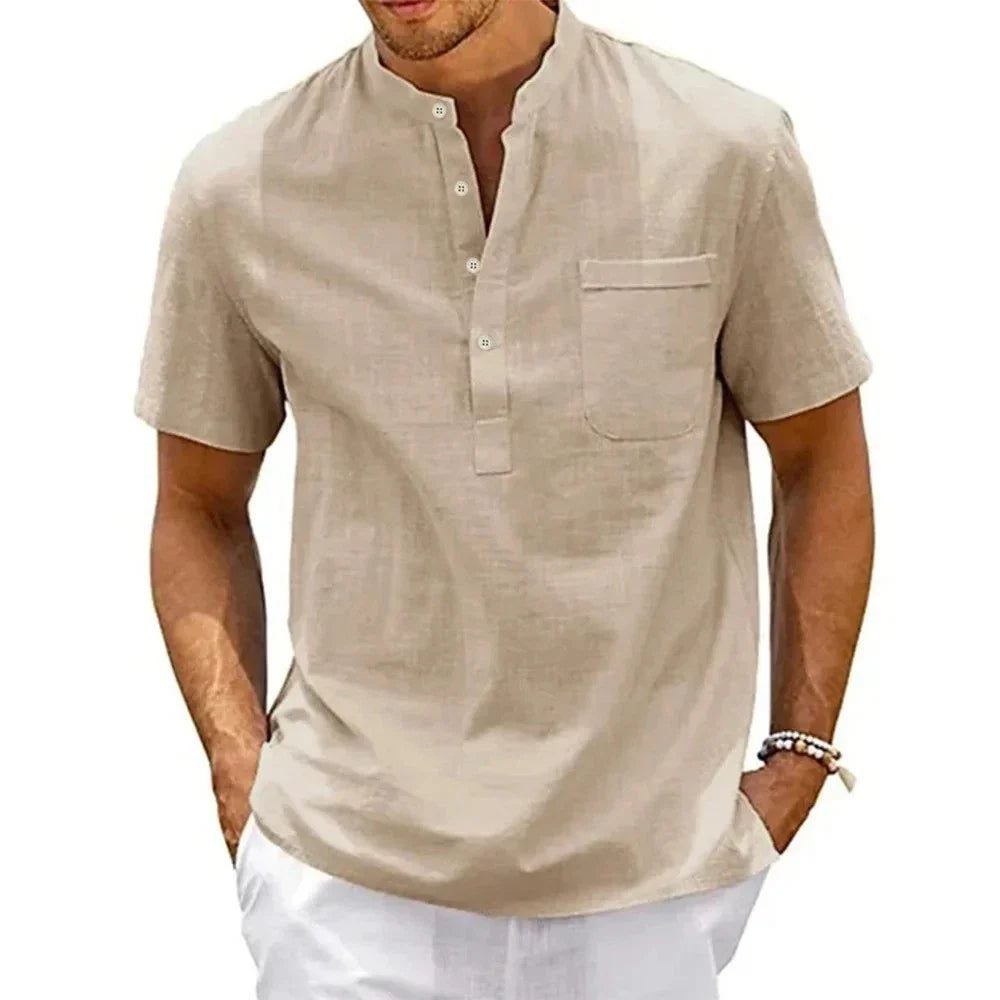 Men's Cotton Linen Henley Neck Short Sleeve Pocket - Adult & Kids T-Shirts, Sweatshirts & Hoodies apparel design preview 1