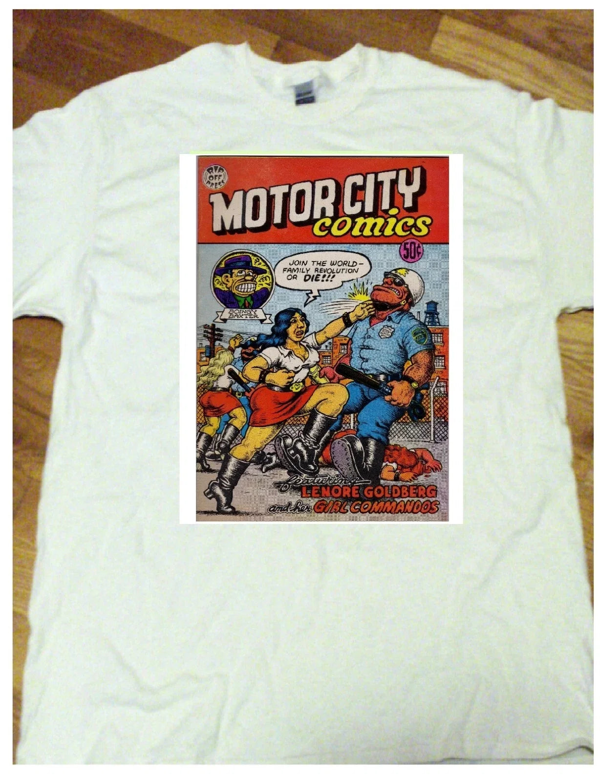 "MOTOR CITY COMICS #1" Detroit /100% cotton/R.Crumb - Adult & Kids T-Shirts, Sweatshirts & Hoodies apparel design preview 1