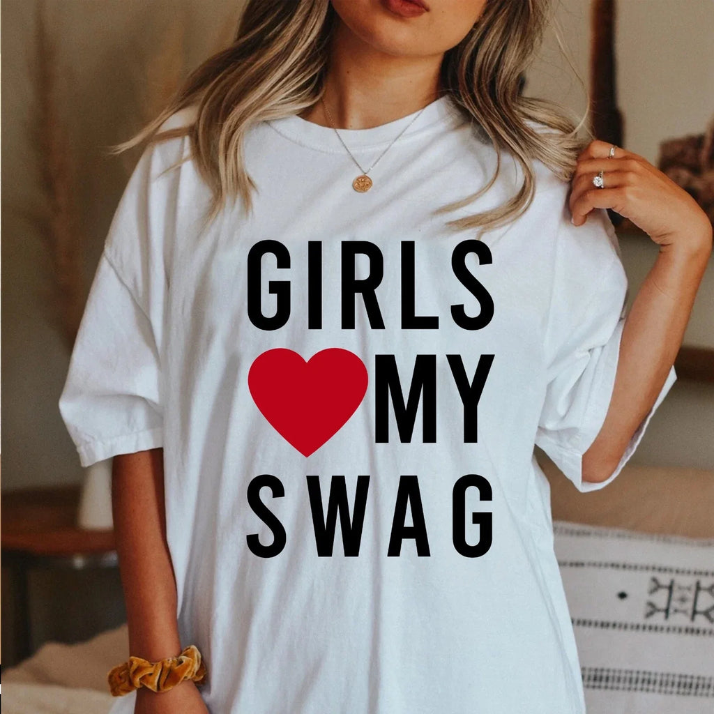 Girls Love My Swag 2000s Feminist y2k Cool - Adult & Kids T-Shirts, Sweatshirts & Hoodies apparel design preview 1