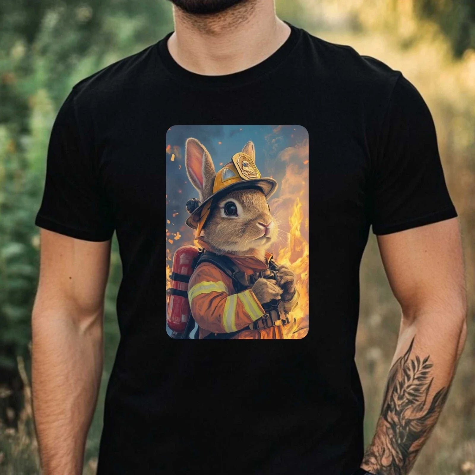 Mens Rabbit as Firefighter Motif Cotton Size XS to - Adult & Kids T-Shirts, Sweatshirts & Hoodies apparel design preview 1