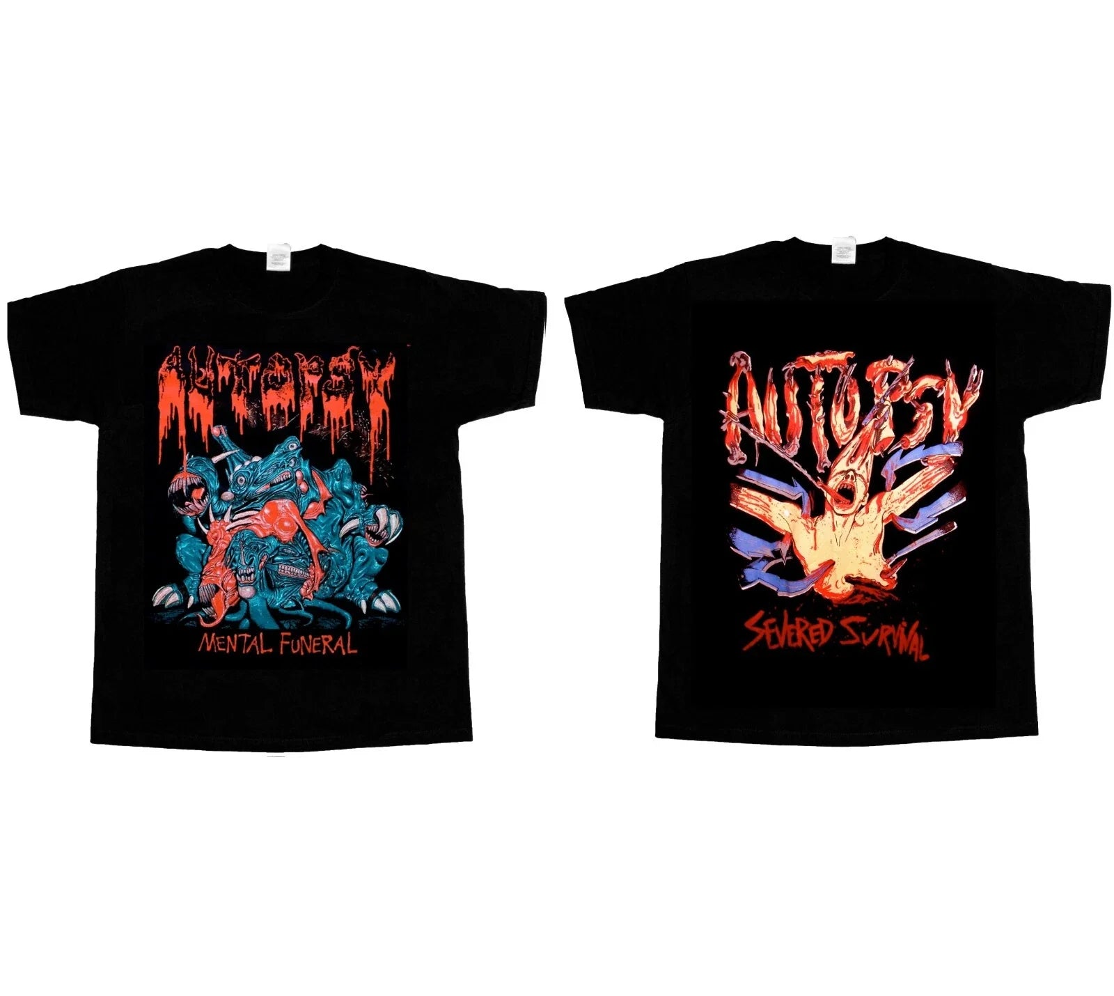 AUTOPSY SEVERED SURVIVAL MENTAL FUNERAL SHORT BLACK - Adult & Kids T-Shirts, Sweatshirts & Hoodies apparel design preview 1