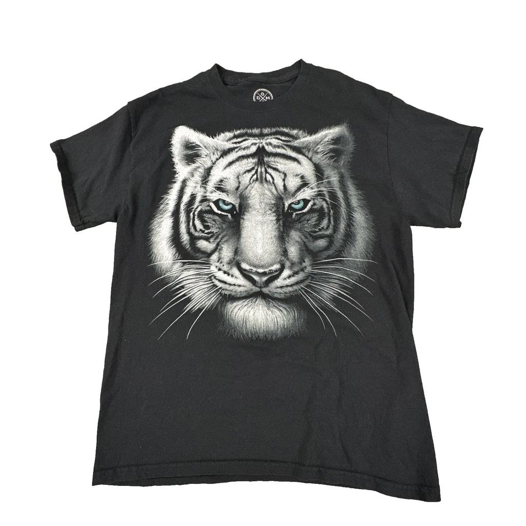 DOM Men's Black White Tiger Graphic Blue Eyes Size M - Adult & Kids T-Shirts, Sweatshirts & Hoodies apparel design preview 1