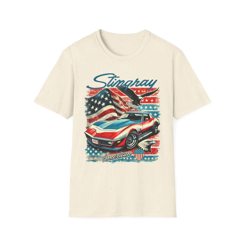Corvette Stingray American Flag Classic C3 Muscle Car - Adult & Kids T-Shirts, Sweatshirts & Hoodies apparel design preview 1