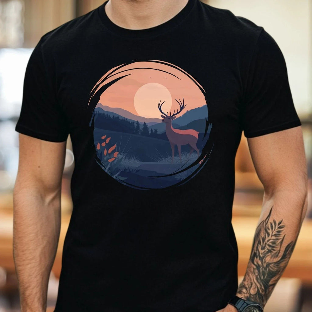 Men's Deer in Nature Motif Cotton Size XS to 5XL - Adult & Kids T-Shirts, Sweatshirts & Hoodies apparel design preview 1