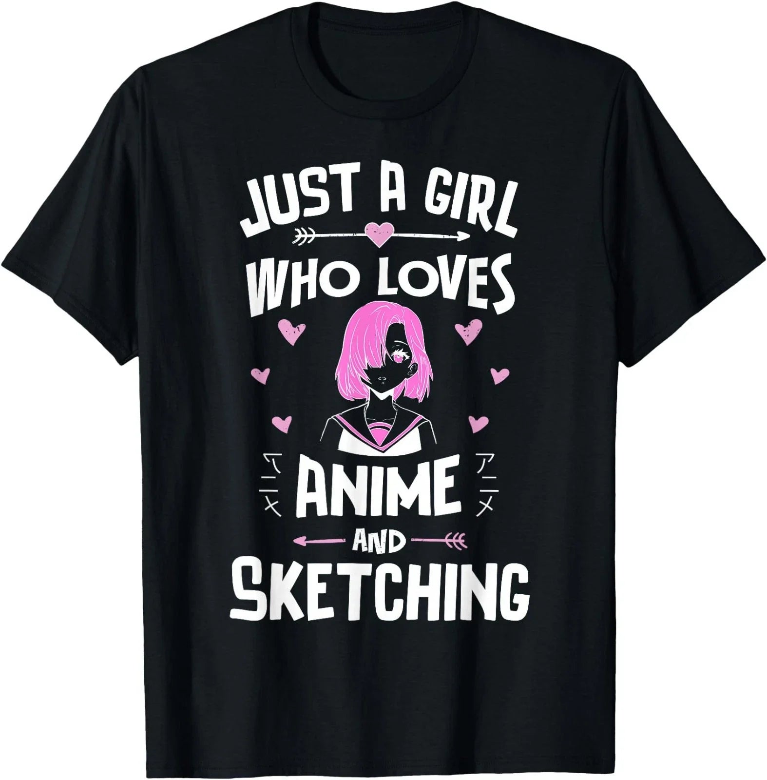 Just A Girl Who Loves Anime and Sketching Kawaii - Adult & Kids T-Shirts, Sweatshirts & Hoodies apparel design preview 1