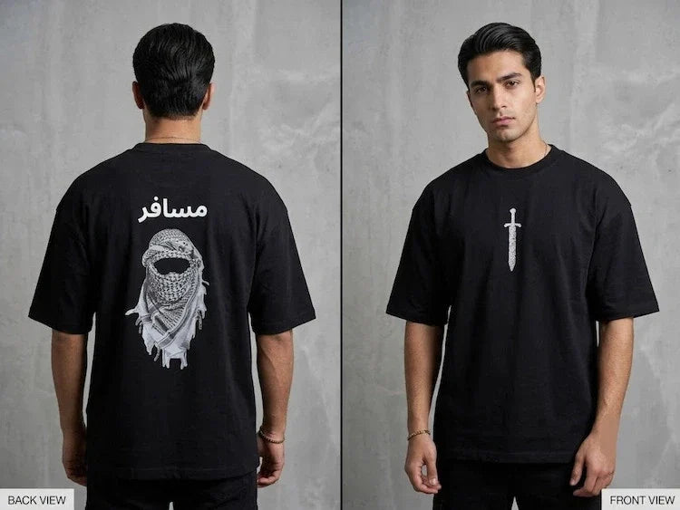 Premium Musafir Al-Zaman Arabic Calligraphy Black - Adult & Kids T-Shirts, Sweatshirts & Hoodies apparel design preview 1