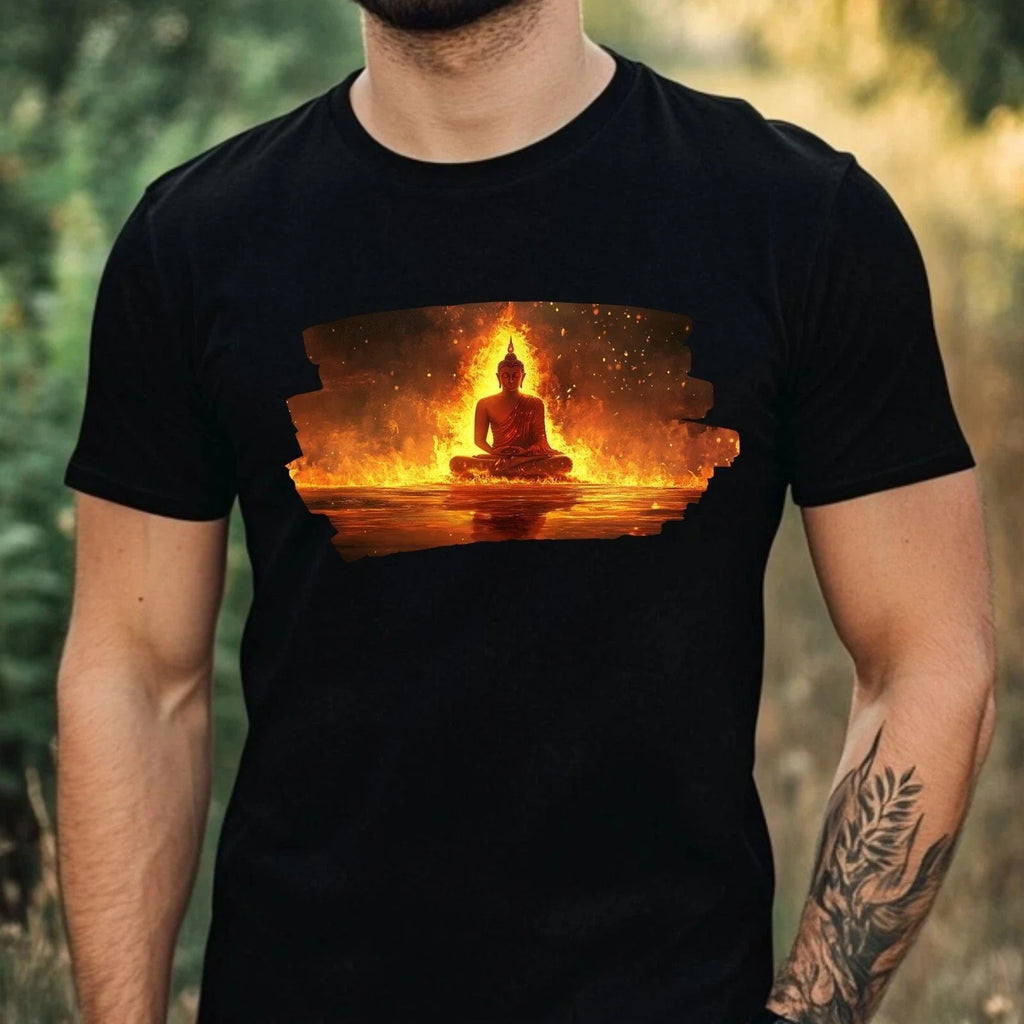 Mens Buddha on Fire Motif Cotton Size XS to 5XL - Adult & Kids T-Shirts, Sweatshirts & Hoodies apparel design preview 1