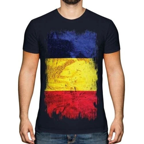 ROMANIA GRUNGE FLAG MENS TOP ROMÂNIA FOOTBALL - Adult & Kids T-Shirts, Sweatshirts & Hoodies apparel design preview 1