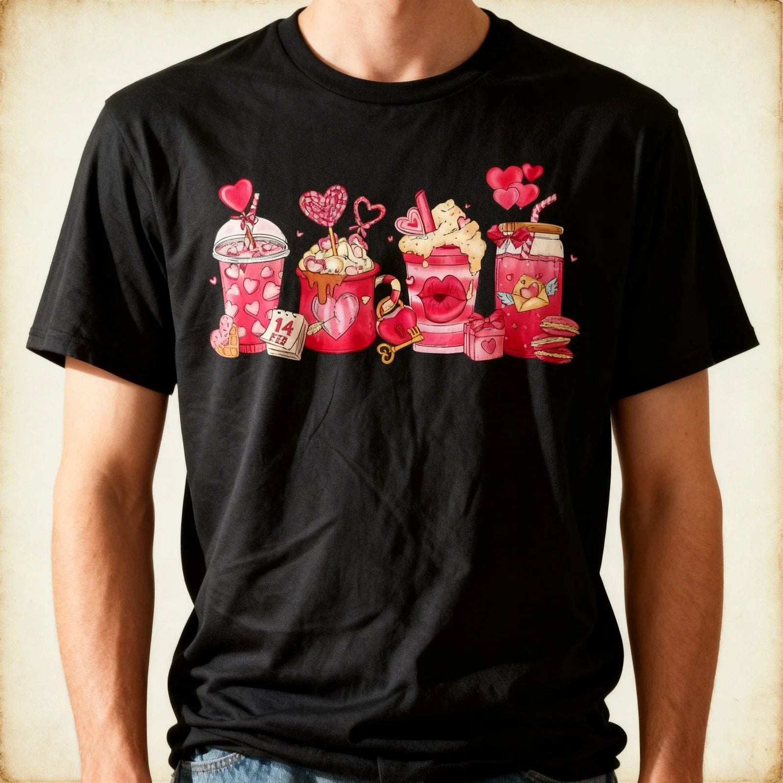 Valentine Coffee Lover Latte Iced Star Day - Adult & Kids T-Shirts, Sweatshirts & Hoodies apparel design preview 1