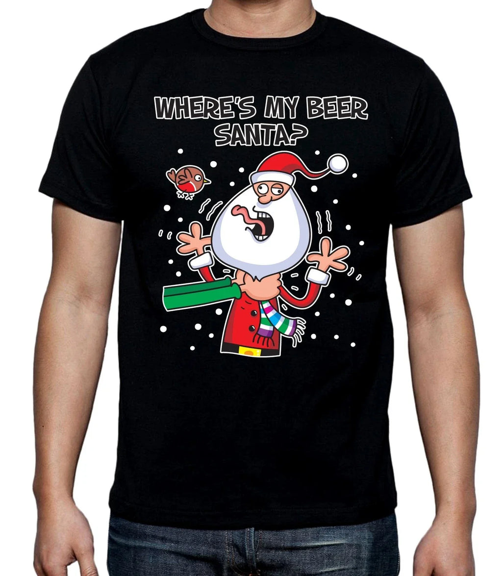 Where's My Beer Santa Funny Christmas Men's - Adult & Kids T-Shirts, Sweatshirts & Hoodies apparel design preview 1