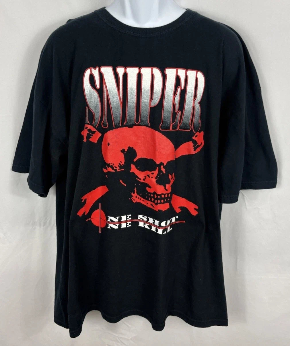 Vintage Y2K Sniper Big Graphic Print Skull Crossbones - Adult & Kids T-Shirts, Sweatshirts & Hoodies apparel design preview 1