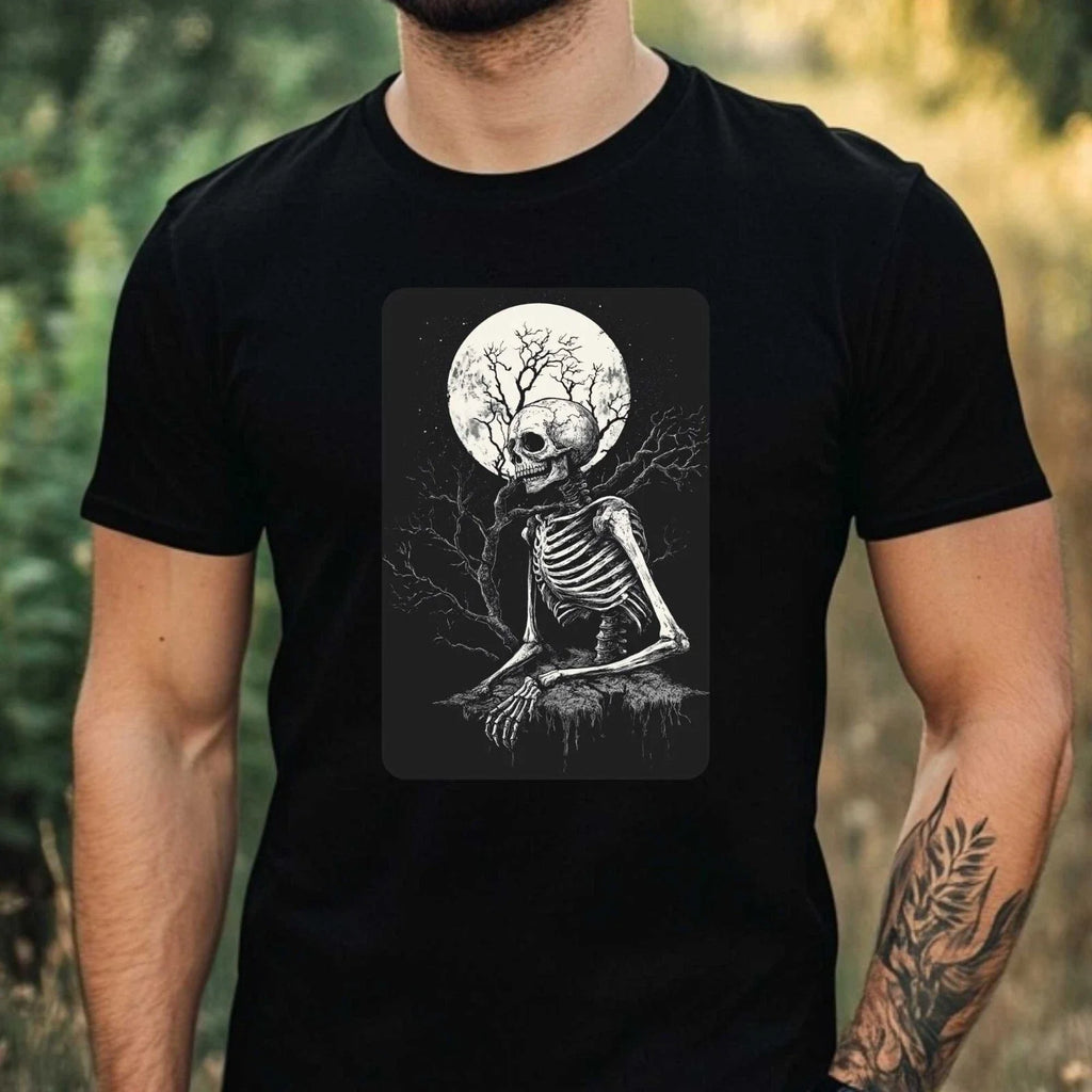 Mens Skeleton at Full Moon Motif Cotton Size XS to - Adult & Kids T-Shirts, Sweatshirts & Hoodies apparel design preview 1