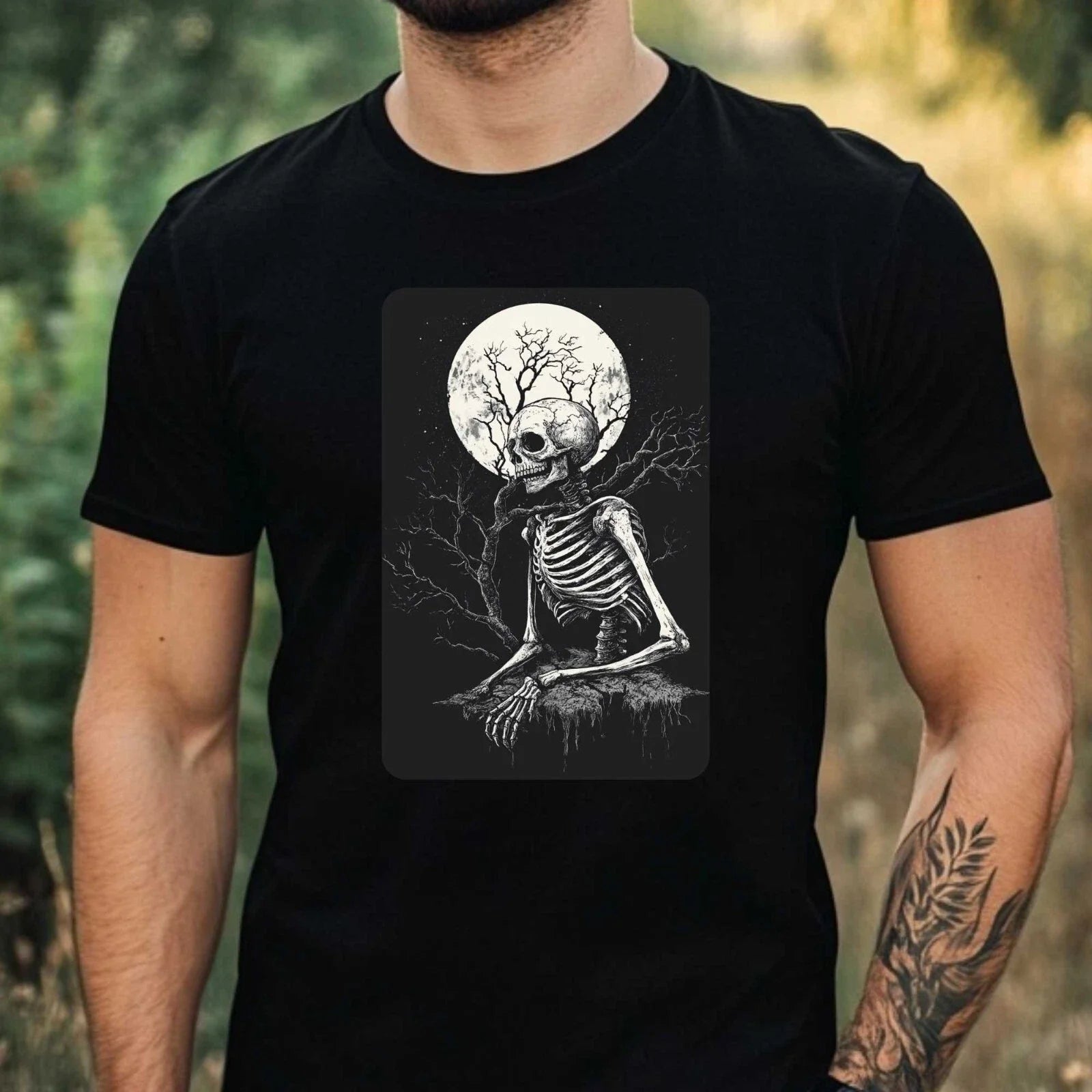 Mens Skeleton at Full Moon Motif Cotton Size XS to - Adult & Kids T-Shirts, Sweatshirts & Hoodies apparel design preview 1