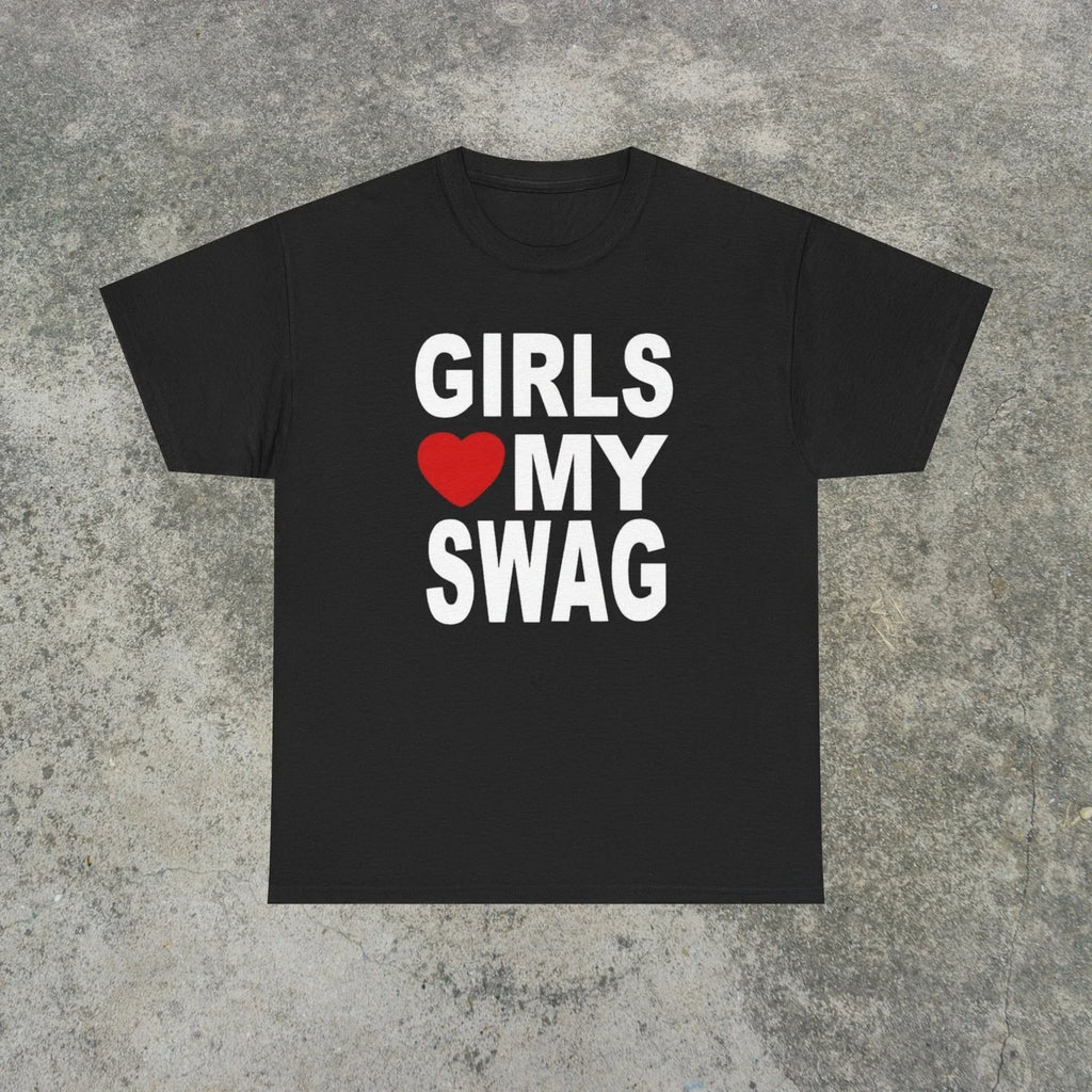 Girls Love My Swag Funny Y2K Graphic Mens Black Retro - Adult & Kids T-Shirts, Sweatshirts & Hoodies apparel design preview 1