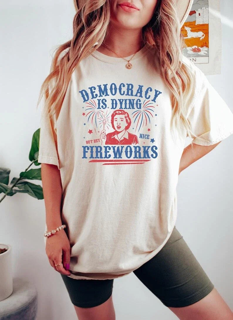 Democracy Is Dying Fourth Of July Protest Political - Adult & Kids T-Shirts, Sweatshirts & Hoodies apparel design preview 1
