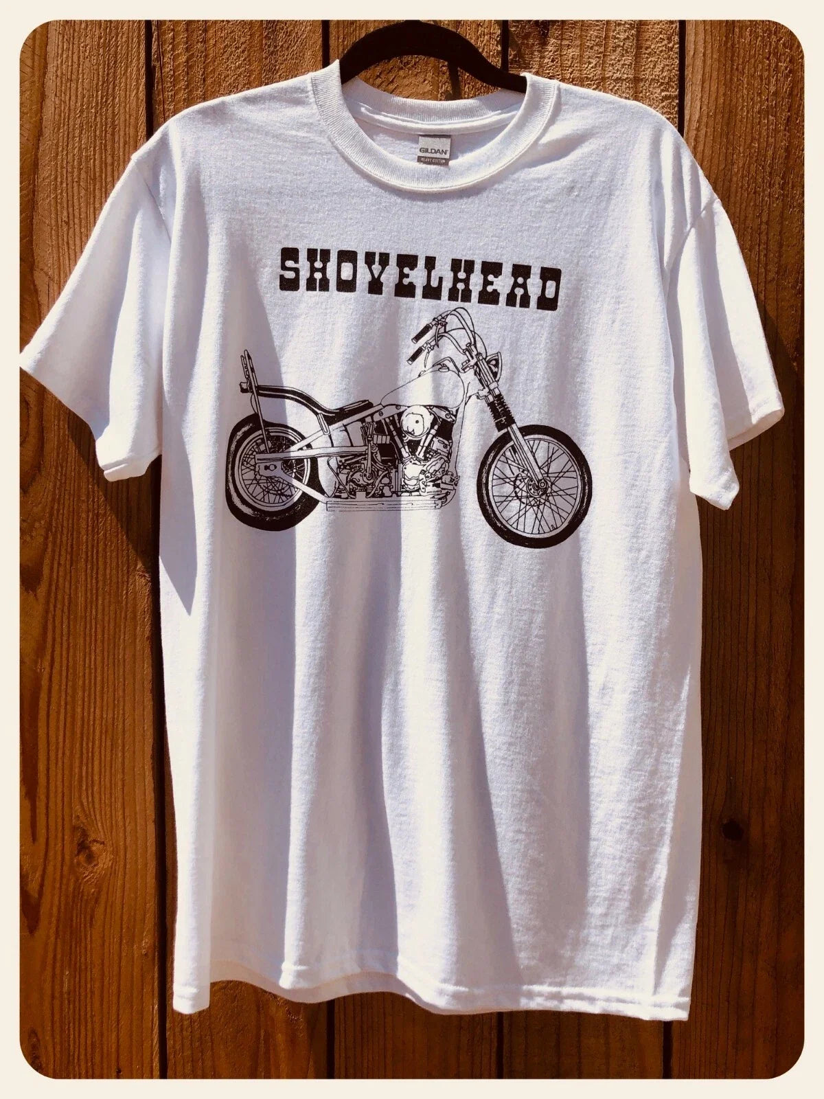 SHOVELHEAD BIKE White chopper harley rigid frame - Adult & Kids T-Shirts, Sweatshirts & Hoodies apparel design preview 1