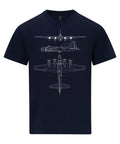 B-17 Flying Fortress Technical Drawing Blueprint - Adult & Kids T-Shirts, Sweatshirts & Hoodies apparel design preview 1