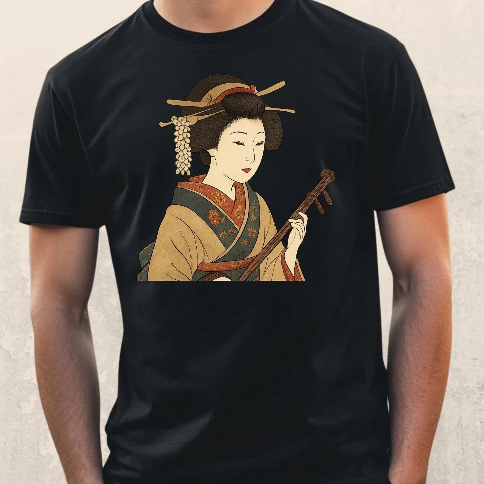 Mens Traditional Geisha Motif Cotton Size XS to 5XL - Adult & Kids T-Shirts, Sweatshirts & Hoodies apparel design preview 1