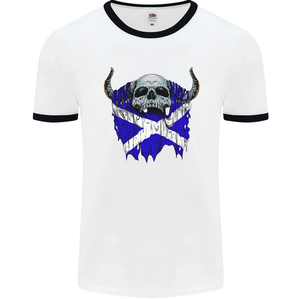 Scotland Flag Skull Scottish Biker Gothic Mens Ringer - Adult & Kids T-Shirts, Sweatshirts & Hoodies apparel design preview 1