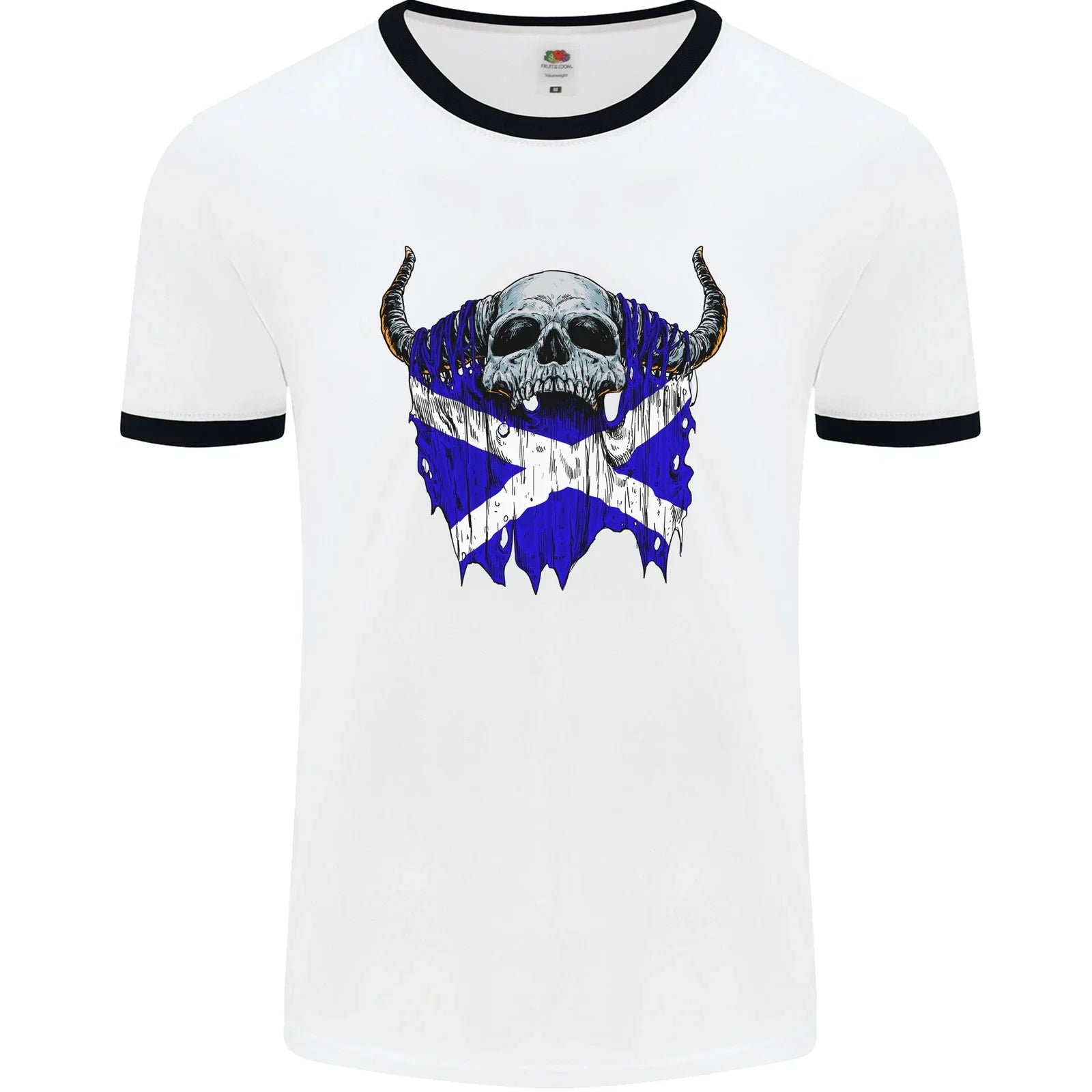 Scotland Flag Skull Scottish Biker Gothic Mens Ringer - Adult & Kids T-Shirts, Sweatshirts & Hoodies apparel design preview 1