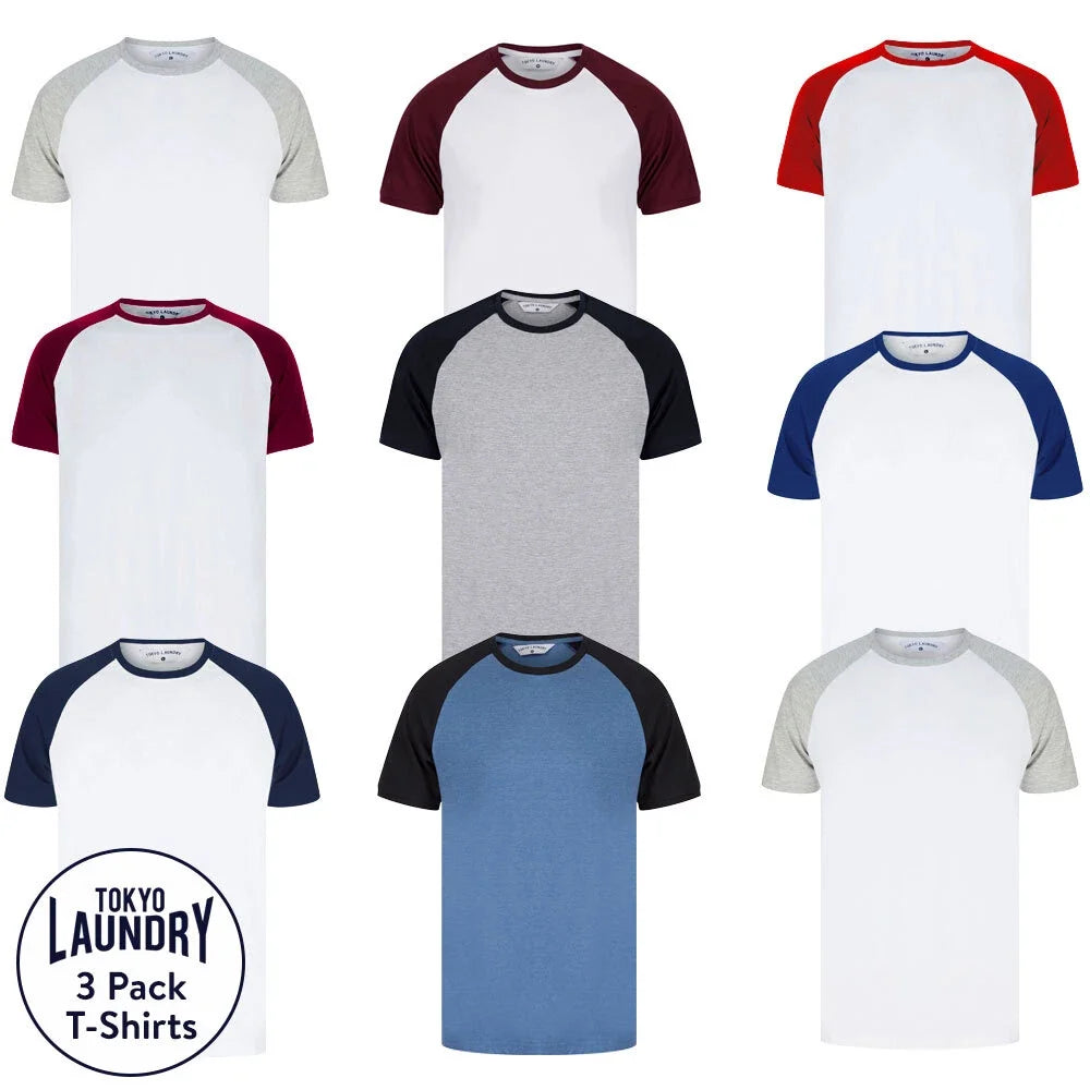 Tokyo Laundry Men's Multi Pack of 3 Raglan Sleeve - Adult & Kids T-Shirts, Sweatshirts & Hoodies apparel design preview 1