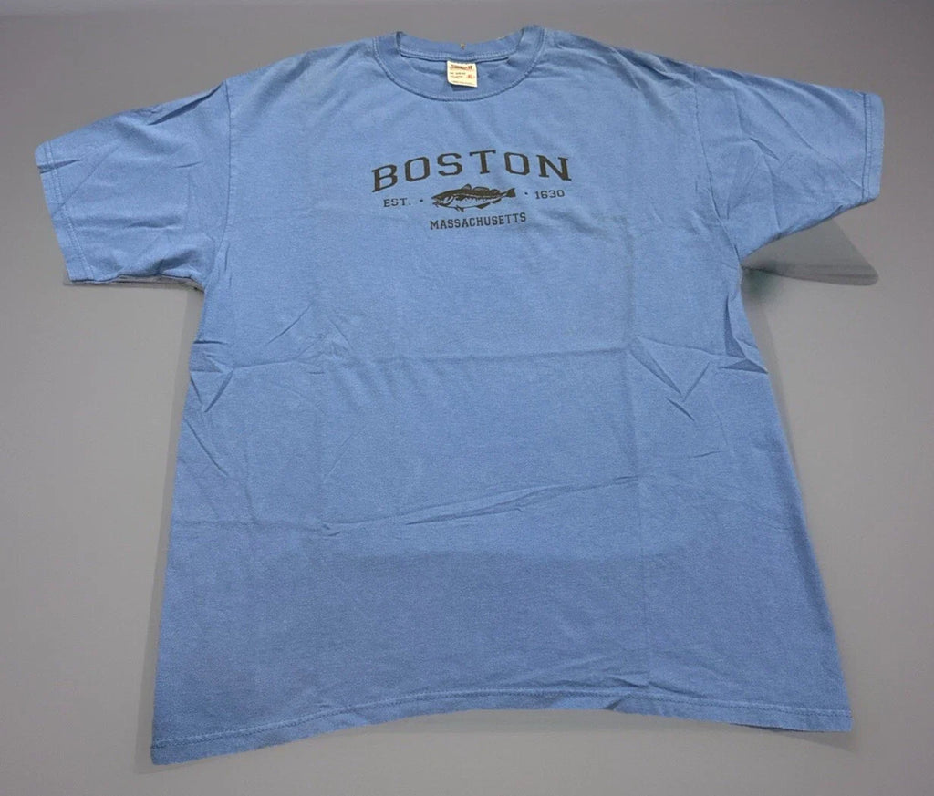 Vintage Y2K Boston Massachusetts Blue Tourist - Adult & Kids T-Shirts, Sweatshirts & Hoodies apparel design preview 1