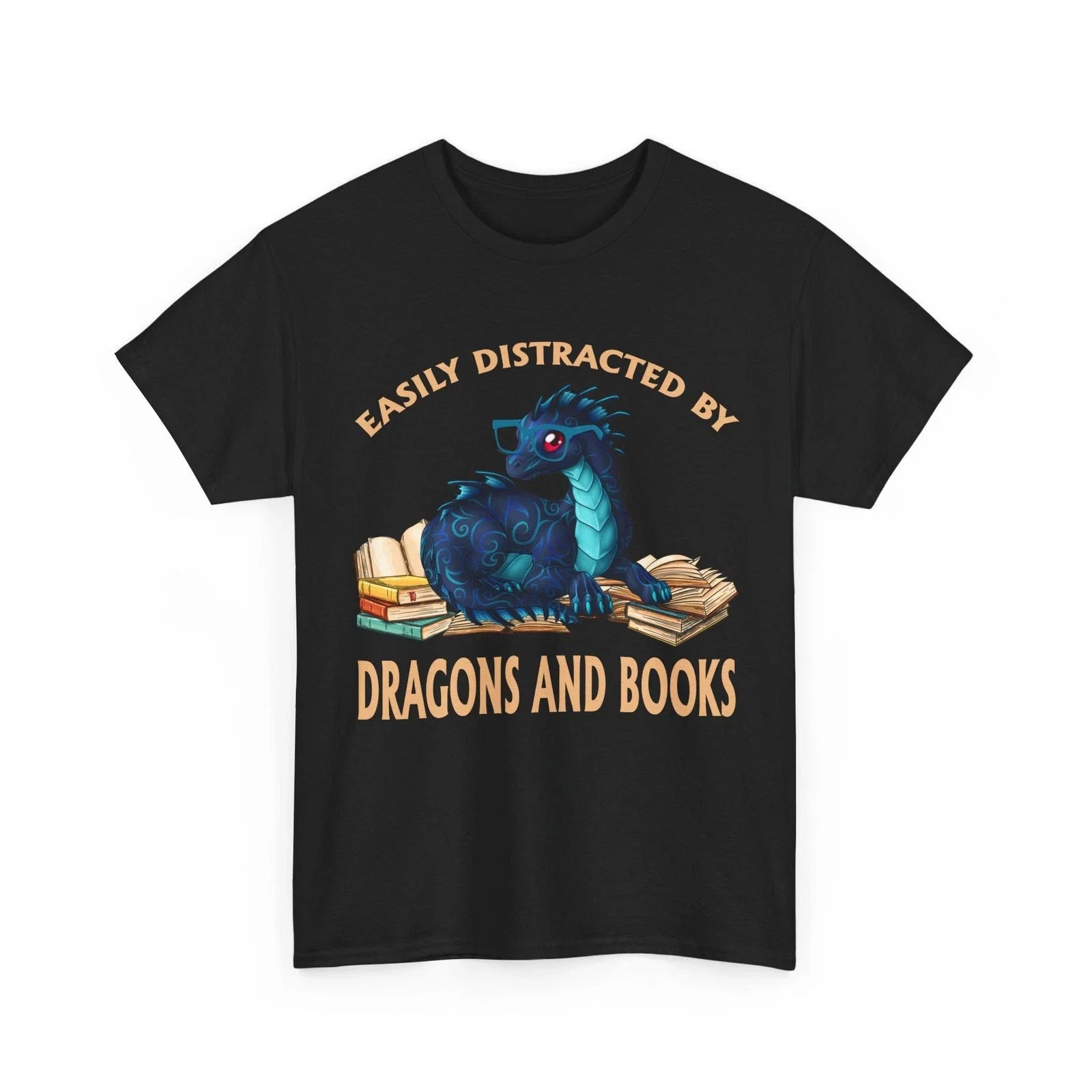 Easily Distracted By Dragons and Books Lovers Reader - Adult & Kids T-Shirts, Sweatshirts & Hoodies apparel design preview 1