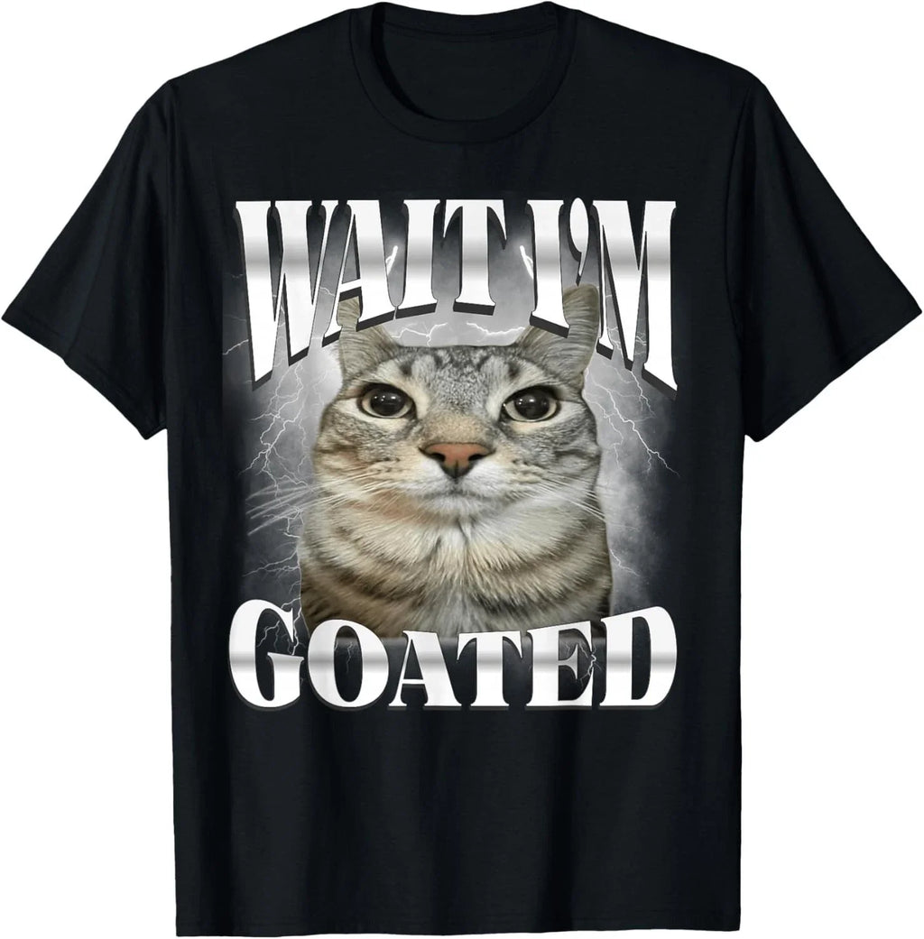 Wait I'm Goated Cat Silly Funny Meme Men Women - Adult & Kids T-Shirts, Sweatshirts & Hoodies apparel design preview 1