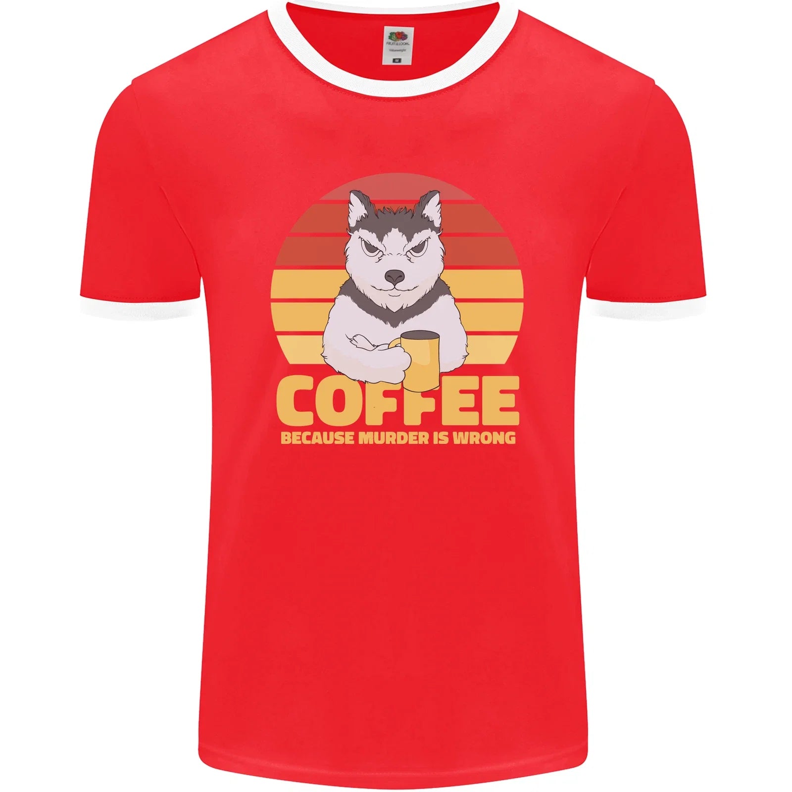 Coffee Because Murder is Wrong Funny Dog Mens Ringer - Adult & Kids T-Shirts, Sweatshirts & Hoodies apparel design preview 1