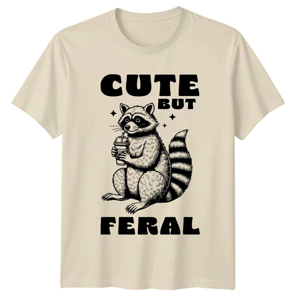 Cute But Feral Raccoon Funny Animal Pun - Adult & Kids T-Shirts, Sweatshirts & Hoodies apparel design preview 1