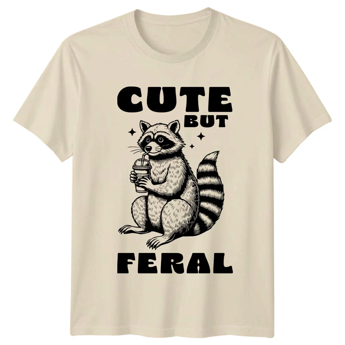 Cute But Feral Raccoon Funny Animal Pun - Adult & Kids T-Shirts, Sweatshirts & Hoodies apparel design preview 1