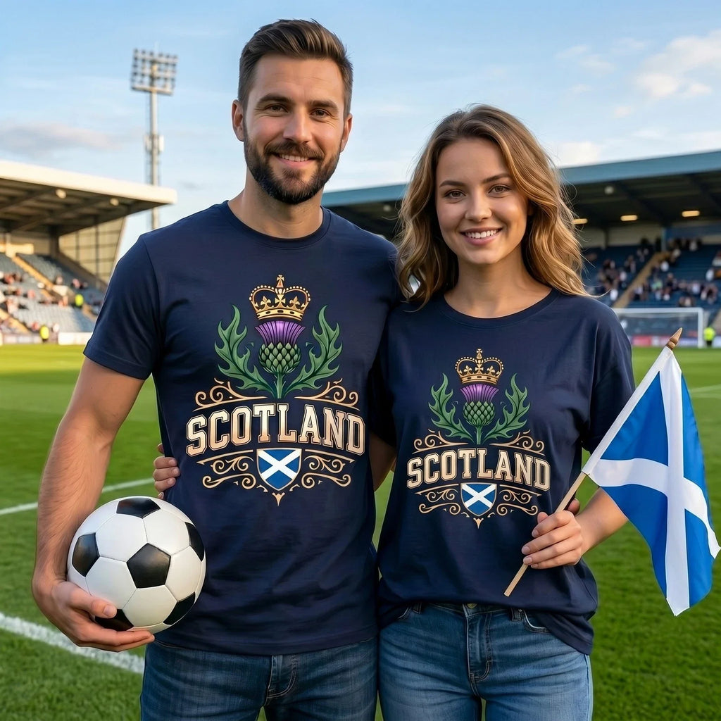 Scotland Football Thistle Crown Shield Supporter Top - Adult & Kids T-Shirts, Sweatshirts & Hoodies apparel design preview 1