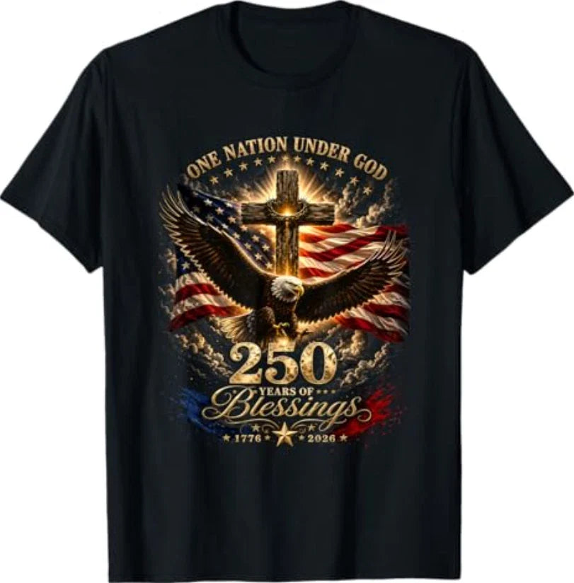 One Nation Under God 250 Years 250th Anniversary USA - Adult & Kids T-Shirts, Sweatshirts & Hoodies apparel design preview 1