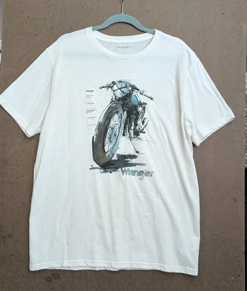 Wrangler XL White Biker Graphic Logo Motorcycle Pop - Adult & Kids T-Shirts, Sweatshirts & Hoodies apparel design preview 1