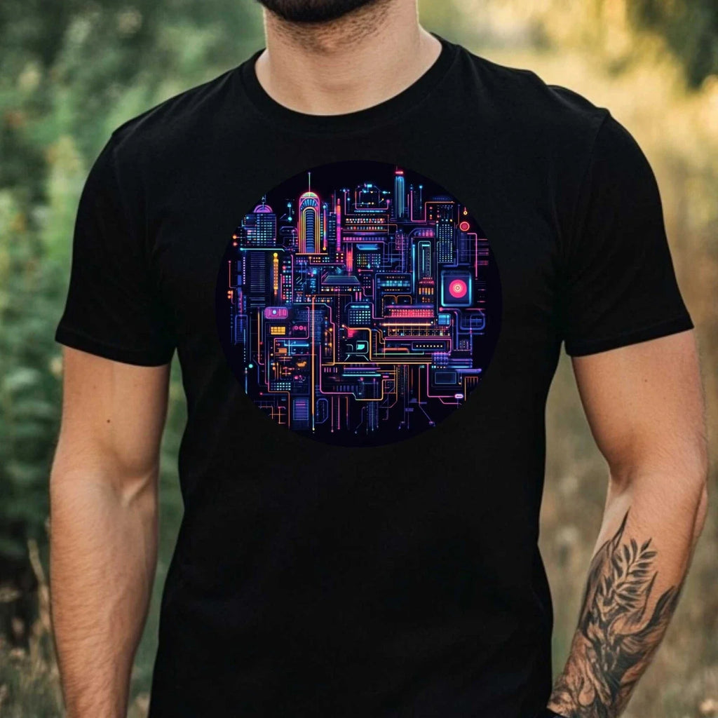 Mens Futuristic City Motif Cotton Size XS to 5XL - Adult & Kids T-Shirts, Sweatshirts & Hoodies apparel design preview 1