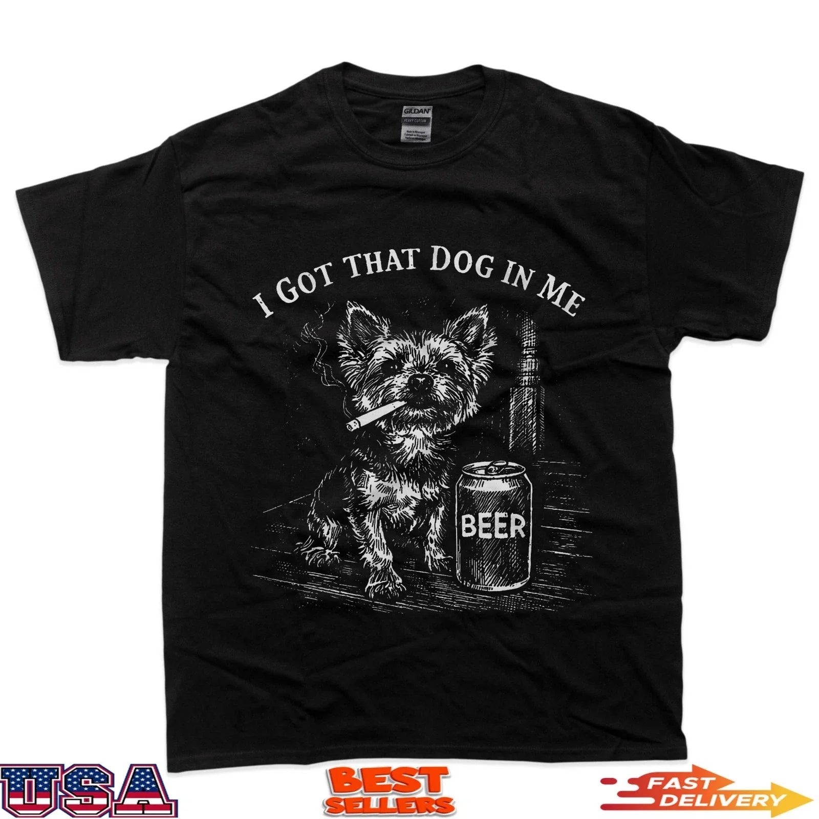 I Got That Dog In Me Funny Yorkie Smoking Cigarette - Adult & Kids T-Shirts, Sweatshirts & Hoodies apparel design preview 1
