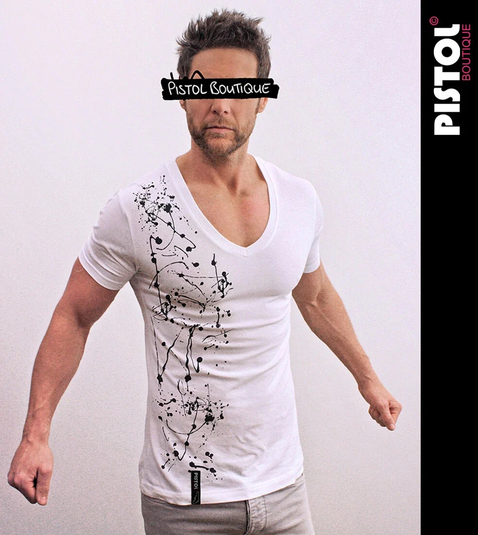Pistol Boutique men's Fitted White Deep V neck - Adult & Kids T-Shirts, Sweatshirts & Hoodies apparel design preview 1