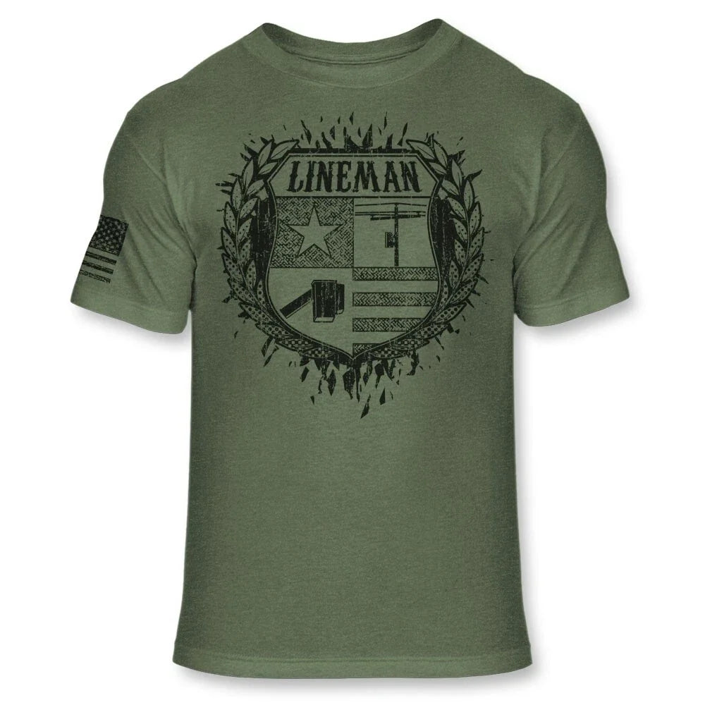 Lineman Crest Linemans Coat of Arms Lineworker Badge - Adult & Kids T-Shirts, Sweatshirts & Hoodies apparel design preview 1