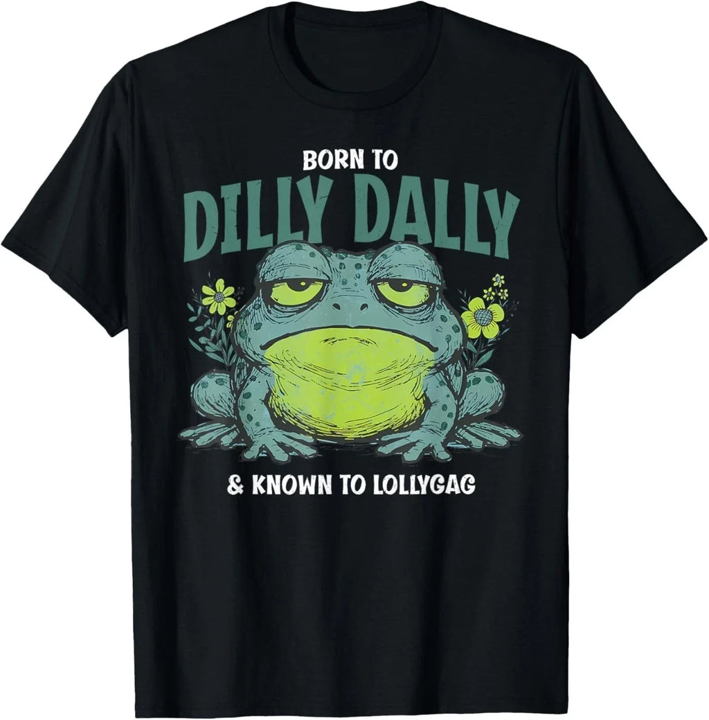 Born to and Dilly Dally Known Lollygag Frog Meme - Adult & Kids T-Shirts, Sweatshirts & Hoodies apparel design preview 1