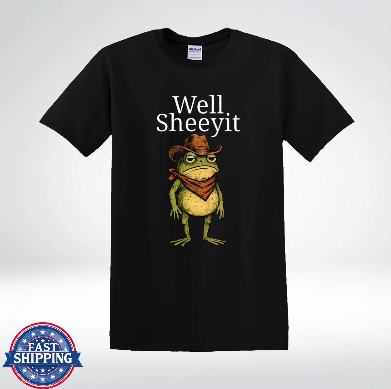 Well Sheeyit Funny Frog Cowboy Meme Western Humor - Adult & Kids T-Shirts, Sweatshirts & Hoodies apparel design preview 1